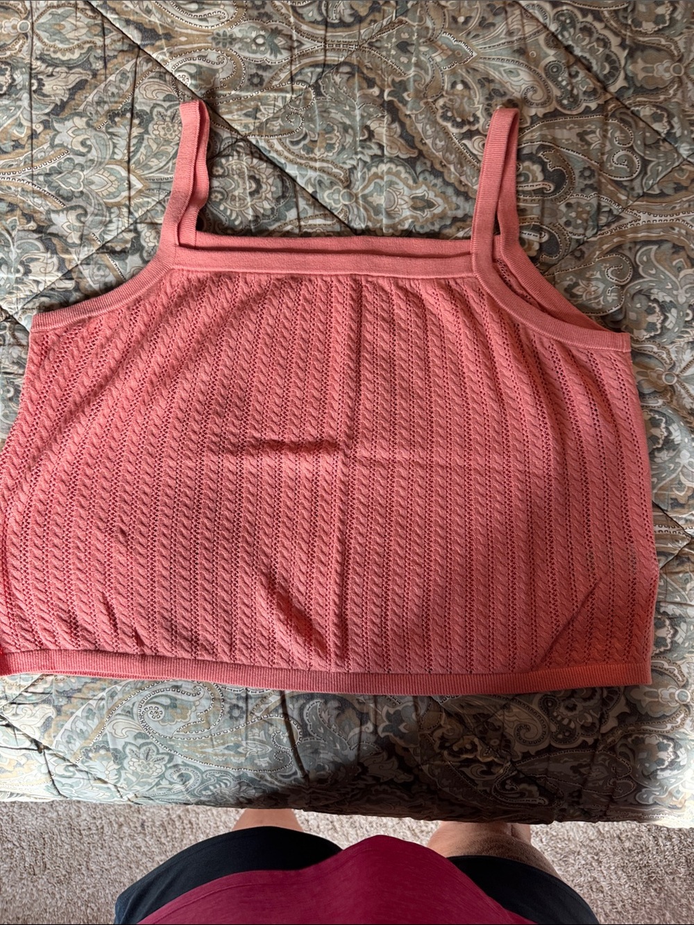 Women’s Rose Knit Square-Neck Tank Top